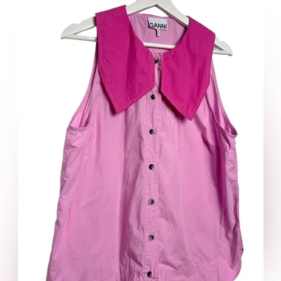 GANNI Poplin Sleeveless Shirt